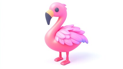 Aufkleber - A colorful, cartoonish flamingo with vibrant pink feathers and a playful design.