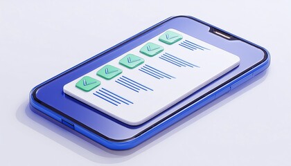 Poster - A modern smartphone displaying a user interface with buttons and text, emphasizing digital interaction and design.