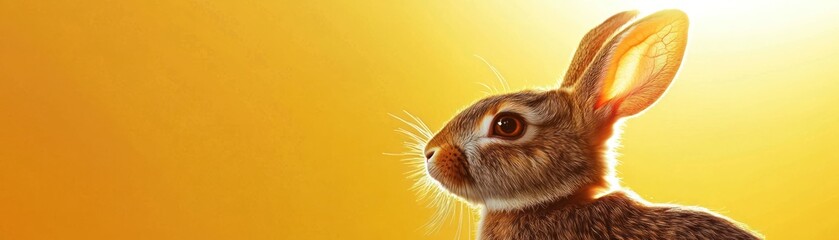Poster - A rabbit in profile against a warm, golden background, highlighting its features and fur.