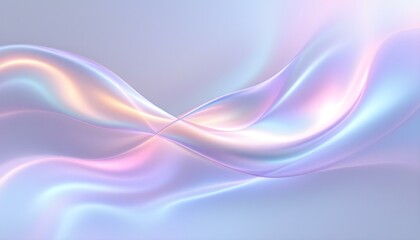 Fototapete - Transparent glass morphism modern texture. Holographic curved wave in motion. Gradient design element. Macro glass 3d Y2K renders an abstract background. Trendy futuristic motion design banner.