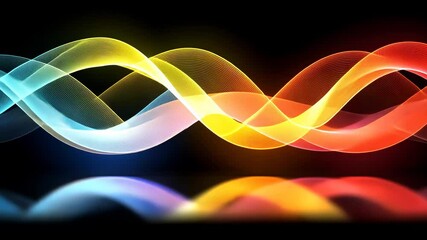 Poster - Colorful Abstract Wave Motion with Dynamic Flow and Light Effects in Black Background
