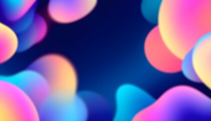 Aufkleber - Colorful background with abstract neon shapes in gradient pastel colors. Poster with blurred effect. Asymmetric composition. Abstract blurred gradient fluid background design