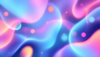 Poster - Colorful background with abstract neon shapes in gradient pastel colors. Poster with blurred effect. Asymmetric composition. Abstract blurred gradient fluid background design