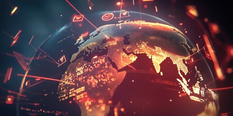 Aufkleber - A digital representation of Earth showcasing data and technology connections.