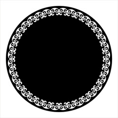 Wall Mural - Round Monochrome Kazakh carpet ornament frame. Ornamental elements, motifs of Turkic, Kazakh, Kyrgyz, Uzbek, national Asian decor for plate, textile, print design, embroidery, sandblaster.