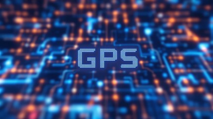 Poster - Digital Matrix Binary Code Forming GPS Acronym for Global Positioning System Technology Concept