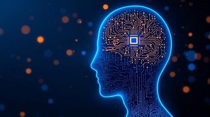 Poster - Human Brain with Implanted Neural Ink Chip and Neural Connection to Computer Neuroengineering Concept