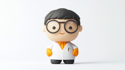Poster - A cute cartoon scientist character in a lab coat and glasses, designed for educational purposes.