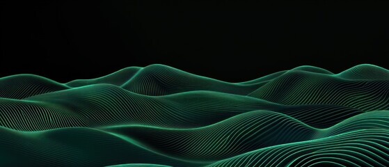 Aufkleber - Abstract digital waves in green tones create a serene, flowing landscape effect.