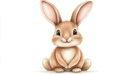 Poster - Adorable Brown Bunny Sitting Calmly Isolated