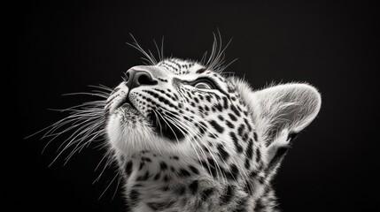 Poster - A close-up of a leopard's face, showcasing its distinctive spots and expressive features.