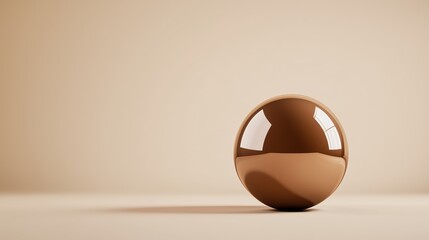 Poster - Reflective sphere illuminated in soft light on a textured surface showcasing smooth curves and subtle shadows
