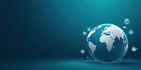 Leinwandbilder - A digital globe illustration symbolizing global connectivity and technology.