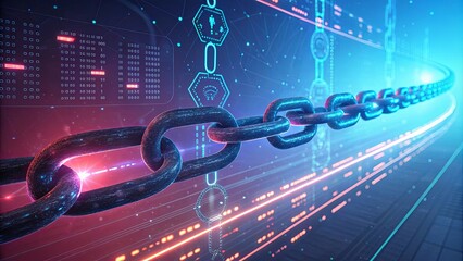 Aufkleber - A chain of links is shown in a blue and red color scheme