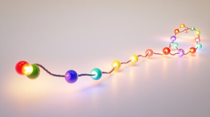 Poster - A colorful string of decorative lights winding across a surface.