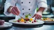 © Seak - A chef artfully plating a gourmet dish with intricate designs and garnishes, demonstrating culinary creativity in a professional kitchen