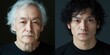 © chic designs - 老化と若返りを映し出す2人の男性のビフォーアフター分割画面ポートレート