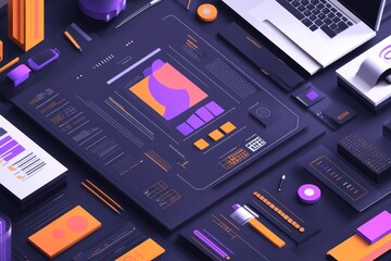 Aufkleber - A digital workspace featuring design elements and tools in a modern, vibrant layout.