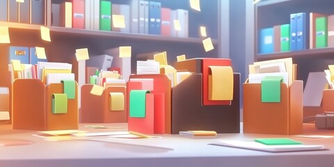 Poster - futuristic abstract representation of a digital network with files and folders organized on a grid s