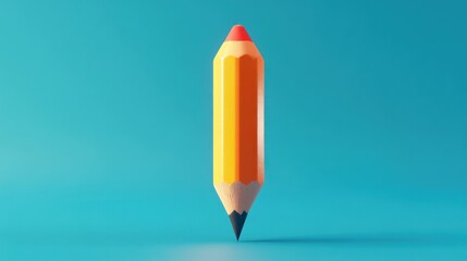 Poster - A colorful pencil standing upright against a blue background, symbolizing creativity and design.