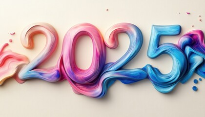 Poster - Abstract Colorful Swirls Representing Year Two Thousand Twenty Five