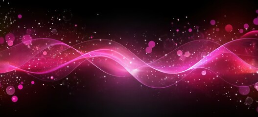 Poster - A vibrant abstract design featuring flowing pink waves and sparkling elements against a dark background.