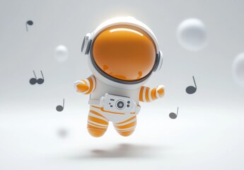 Poster - A cute astronaut character floating with musical notes around it.