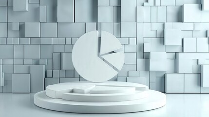 Poster - Digital screen displaying a white pie chart with clear sections, ideal for business presentations and strategy meetings