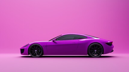 Poster - Car body work in vibrant purple showcases sleek design against a solid backdrop