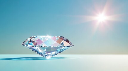 Poster - Sparkling crystal diamond reflecting sunlight on a clear day