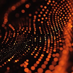 Poster - Abstract futuristic circle dots glow orange background. Concept innovation connect digital line engineering in world digital technology and data computer network communication .Vector illustration.