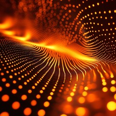Leinwandbilder - Abstract futuristic circle dots glow orange background. Concept innovation connect digital line engineering in world digital technology and data computer network communication .Vector illustration.