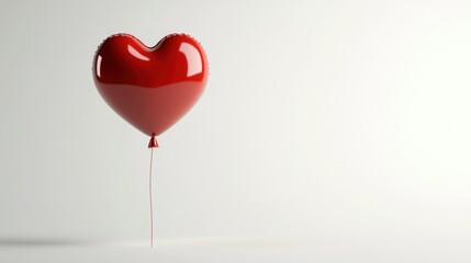 Poster - A shiny red heart-shaped balloon floating against a minimalistic background.