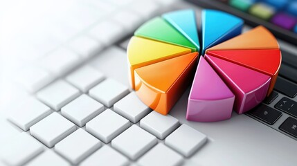 Leinwandbilder - pie chart on a sleek laptop display, highlighting financial reports and business growth trends