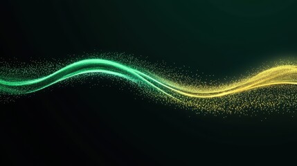 Fototapete - Flowing stream of binary code in vibrant green and yellow hues against a dark background