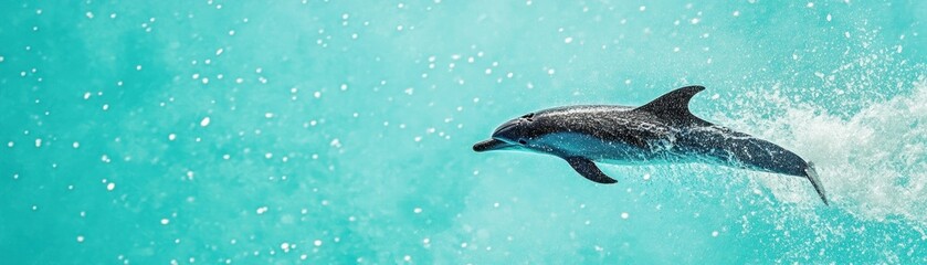 Poster - A dolphin gracefully swims through vibrant turquoise waters, showcasing marine beauty.