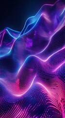 Poster - Abstract Purple And Blue Neon Wave Pattern