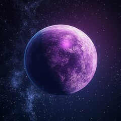 Aufkleber - Mystical Purple Outer Space Scene, Planet in a Purple Galaxy