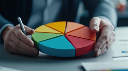 Leinwandbilder - Close-up of a colorful pie chart on a financial dashboard, representing market analysis and strategic planning