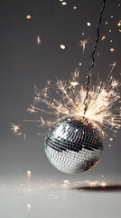 Wall Mural - Disco Mirror Ball Bomb with Sparks - Musical Party Banner