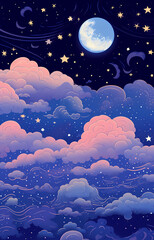 Wall Mural - moon and clouds