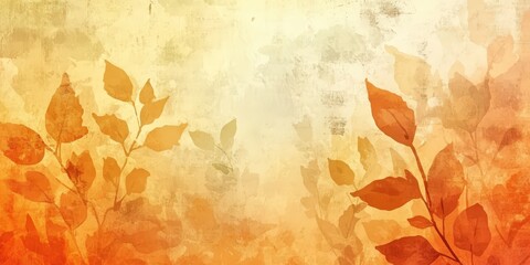 Poster - Soft Watercolor Background with Delicate Leaves in Warm Gradient Tones Perfect for Art and Design Projects