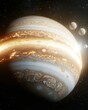 © xbzz - Close-up of jupiter's glowing surface and swirling atmosphere outer space celestial imagery cosmic environment astronomical viewpoint