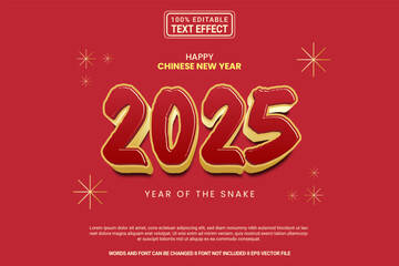 Aufkleber - Editable text effect 2025 Chinese New Year 3d cartoon template style modern premium vector