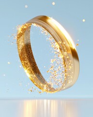 Poster - Golden ring shimmering in cosmic space digital artwork sci-fi environment stunning viewpoint astronomical concept