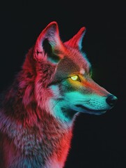 Poster - A colorful, stylized wolf's head with vibrant lighting effects.