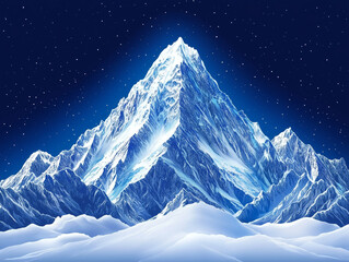 Wall Mural - An ice-covered mountain peak at night that seems to glow from moonlight.