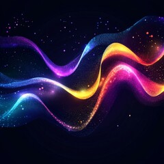 Aufkleber - Neon striped light effect with fluid color. Abstract shining wave background. Magic screen design