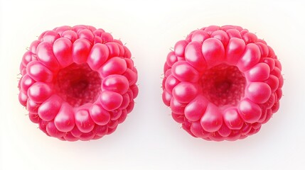 Poster - Two vibrant raspberries displayed side by side on a white background.