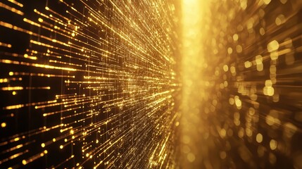 Poster - Minimalist Futuristic Representation of Light Streams in Golden Beams for Modern Design Use